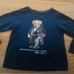 Ralph Lauren Kids Long Sleeve Shirt with Polo Bear - Dark Blue